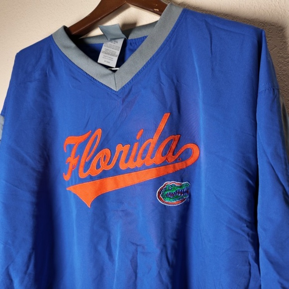 Florida Gators Mens‎ Pullover Windbreaker Blue Sewn Spellout Size XLarge Logo